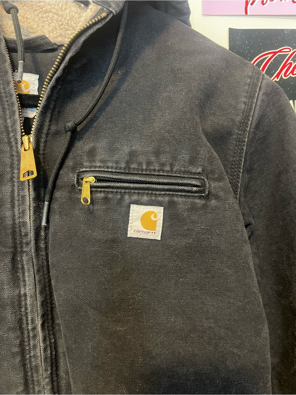 Carhartt Black Hooded Sherpa-Lined Field Jacket - Picture 3 of 10